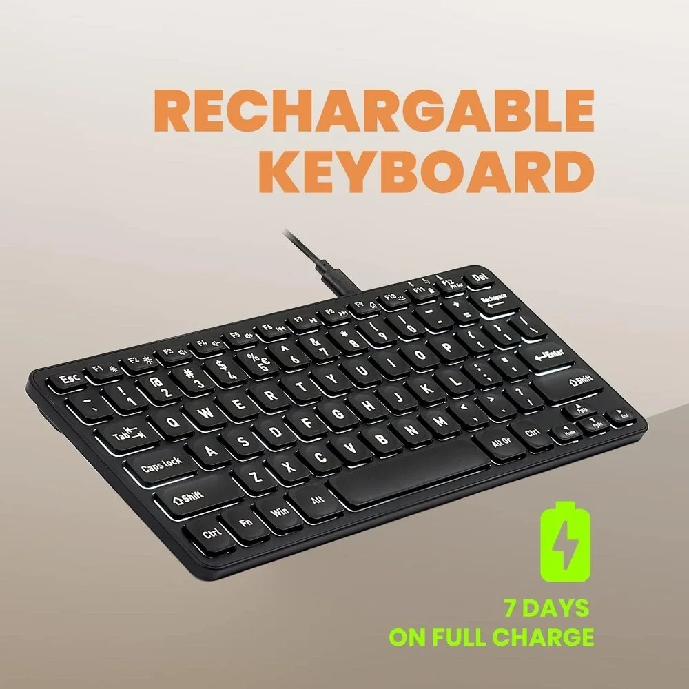 PERIBOARD-732B Wireless Backlit Mini Keyboard - X Type Scissor Keys Black